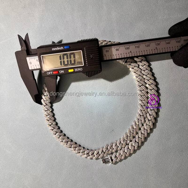 10mm Pass the Diamond test Pen Fashion Jewelry 925 Silver 18K Gld Iced Out D Vvs Moissanite Hip Hop Men Cuban Chain Bracelet