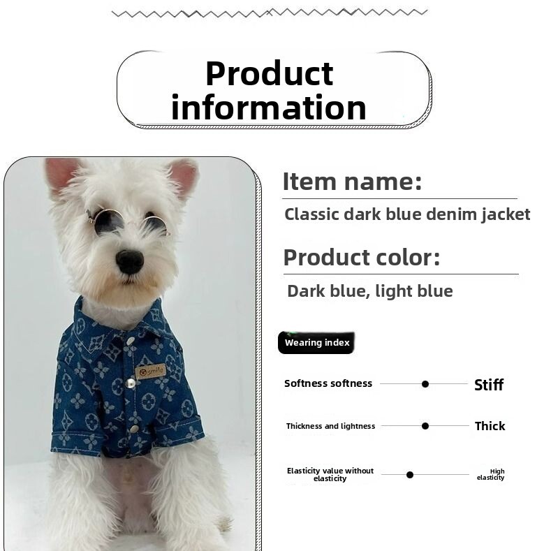 Dog Clothes Autumn Winter New Denim Jacket Golden Retriever Giant Poodle Samoyed Border Collie Large Dogs Teddy Pomeranian Bichon Puppy 5656