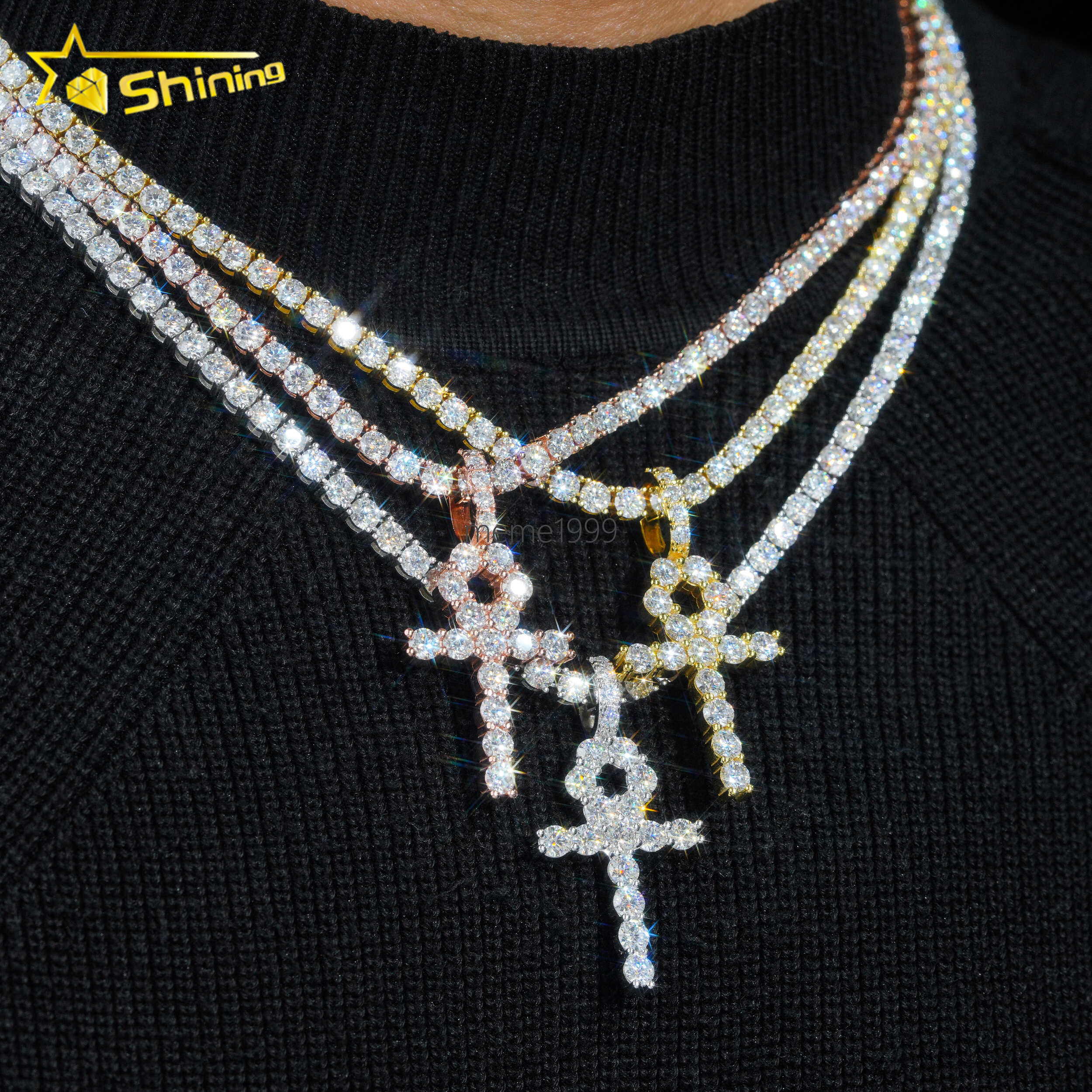 10K Solid Gold Cross Pendant Fashion Jewelry Cross Charms HPHT Lab Diamonds Jewelry