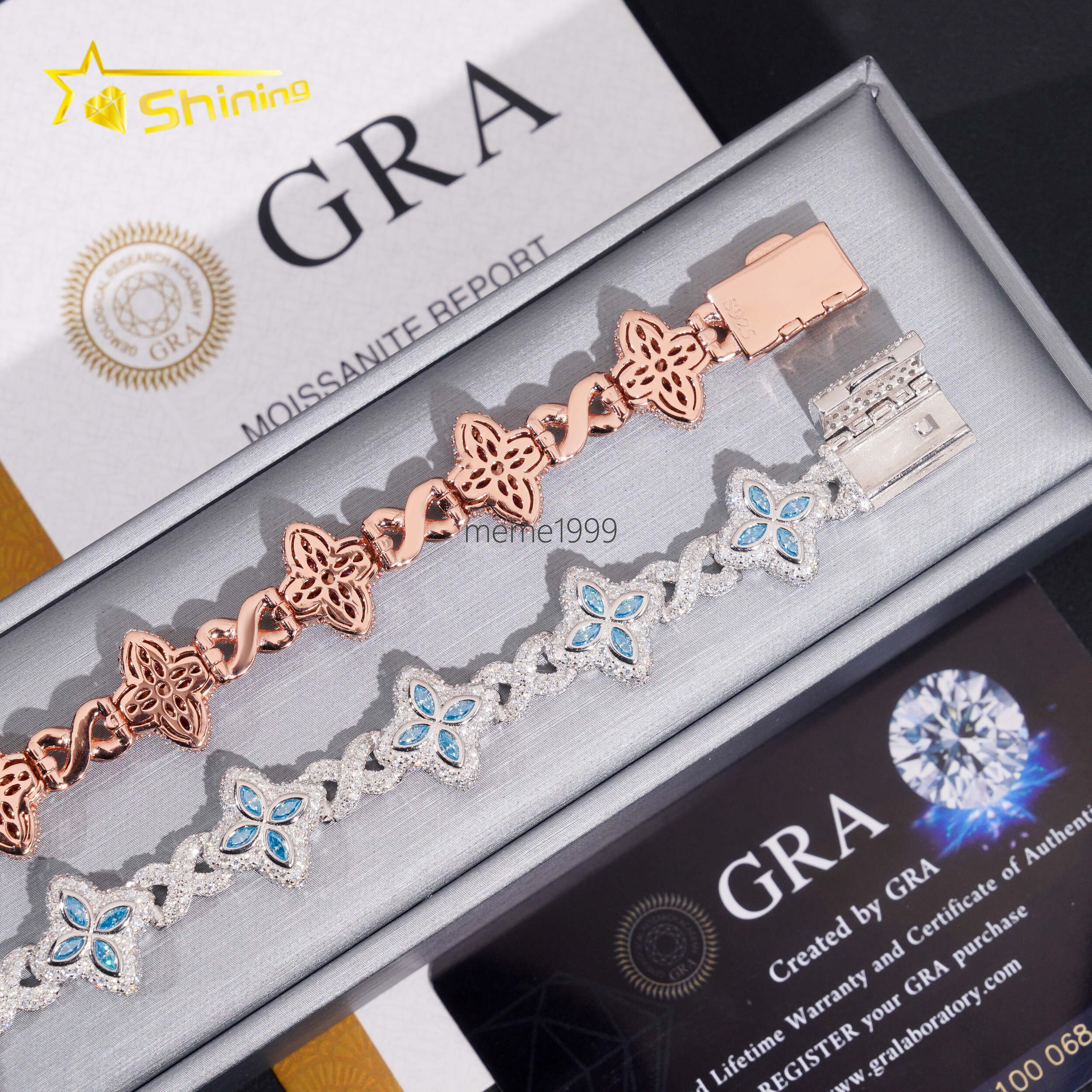 New Design Iced Out Colors Moissanite Cuban Link Chain Sterling Silver 925 Moissanite 15mm Bracelets Hip Hop Mens Jewelry