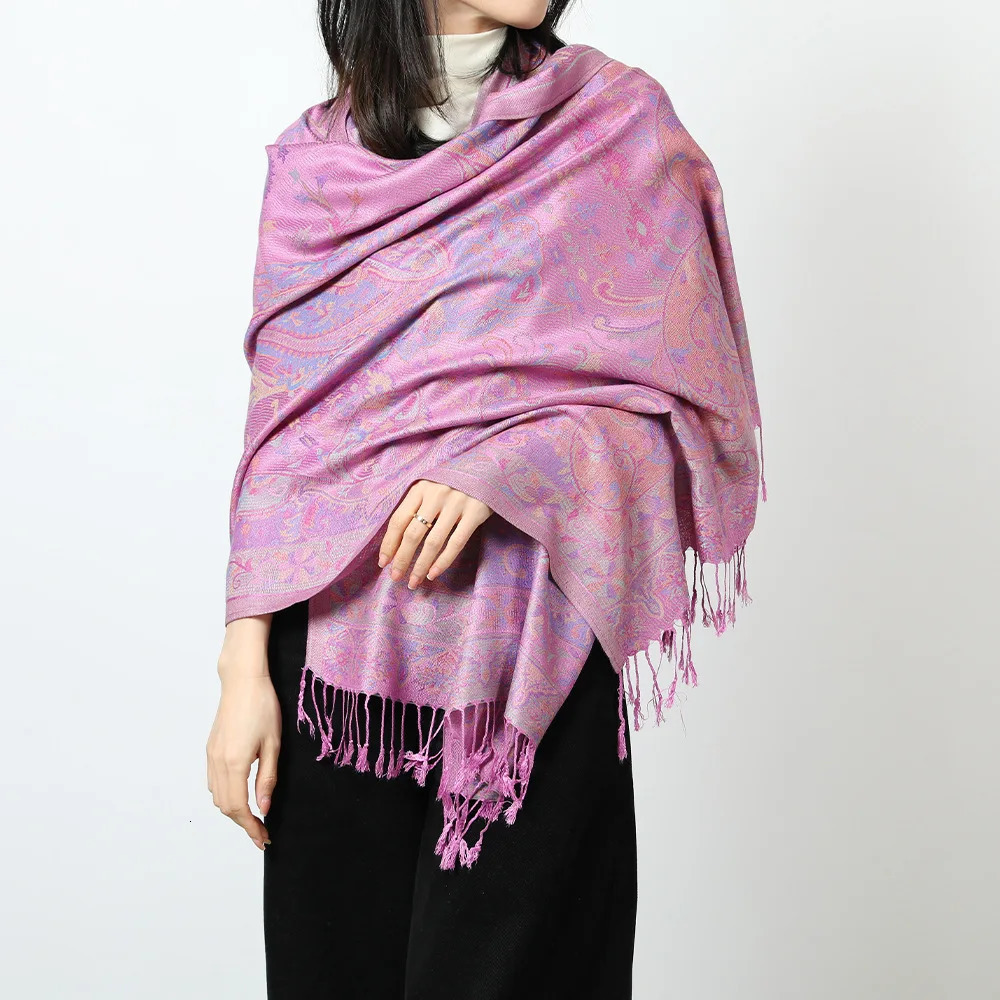 Paisley Pashmina Jacquard Scarf Women Tassel Flowers Borders Female Bohemia Foulard HijabAutumn Winter Warm Wrap Shawl 250818