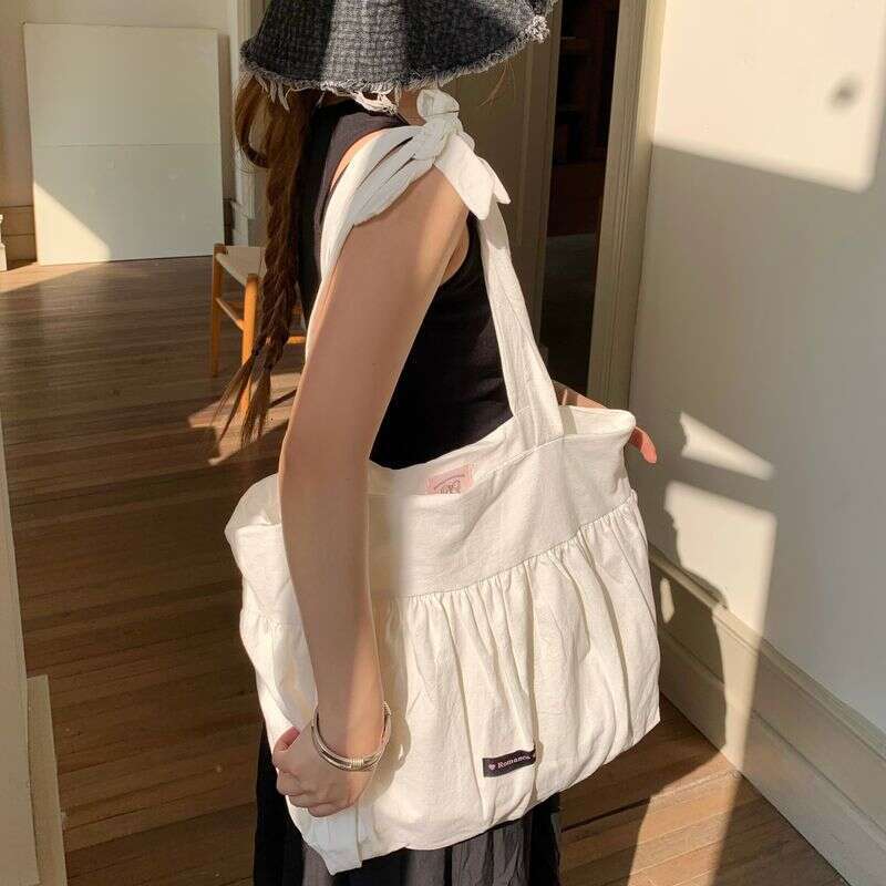 Neighboring Sister Star Same Sweet Style Large Capacity Handbag Texture Girl Shoulder Korean Canvas Bag