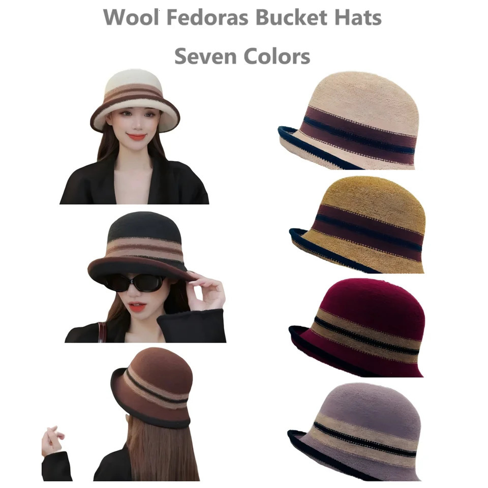 Autumn and Winter French Color Matching Elegant Temperament Bucket Hat Fashion Explosion Retro Thermal Basin Hat 250819