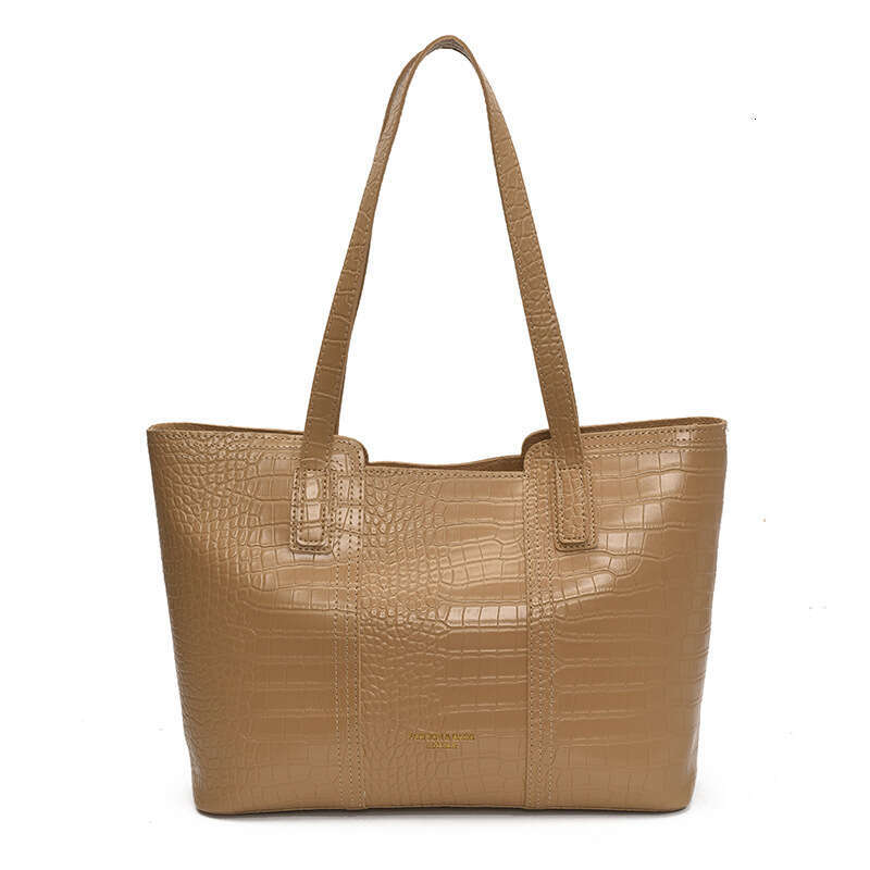 High-end Soft Leather Large Capacity Tote for Women 2025 Summer Trendy Designer Bags Versatile Crocodile Pattern Commuting Shoulder Bag