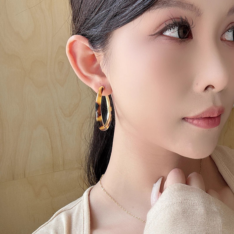 Elegant Leopard Print Hoop Earrings - Exaggerated High-End Accessory