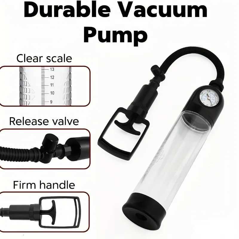Vacuum Pump Toys for Men with Pressure Gauge with 1 Realistic Vaginal Sleeve 3 Silicone Sets of Mens Penis Pump XJ250819