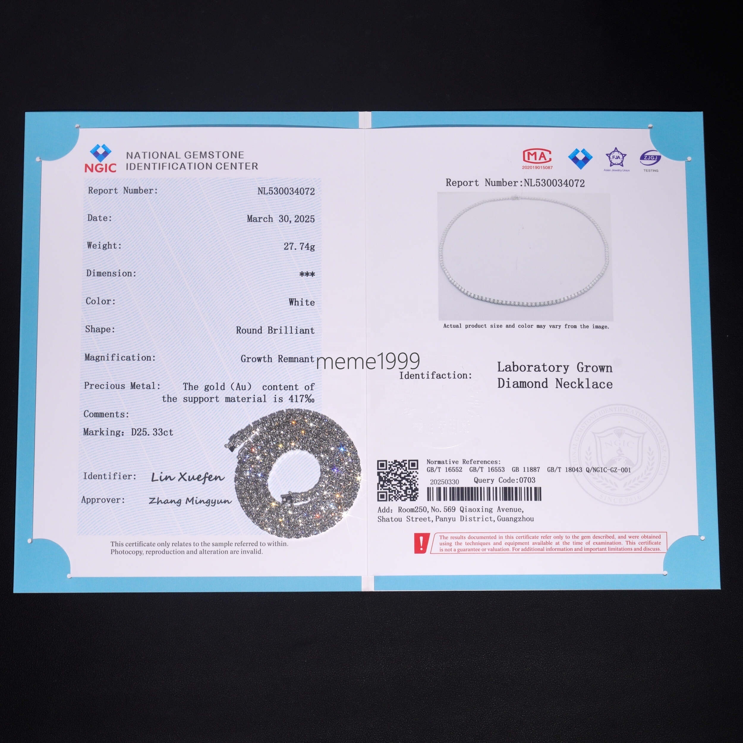 Custom Made Luxury Jewelry 10K White Gold 3.5MM VVS1 Lab Grown Diamond Tennis Chain Necklace