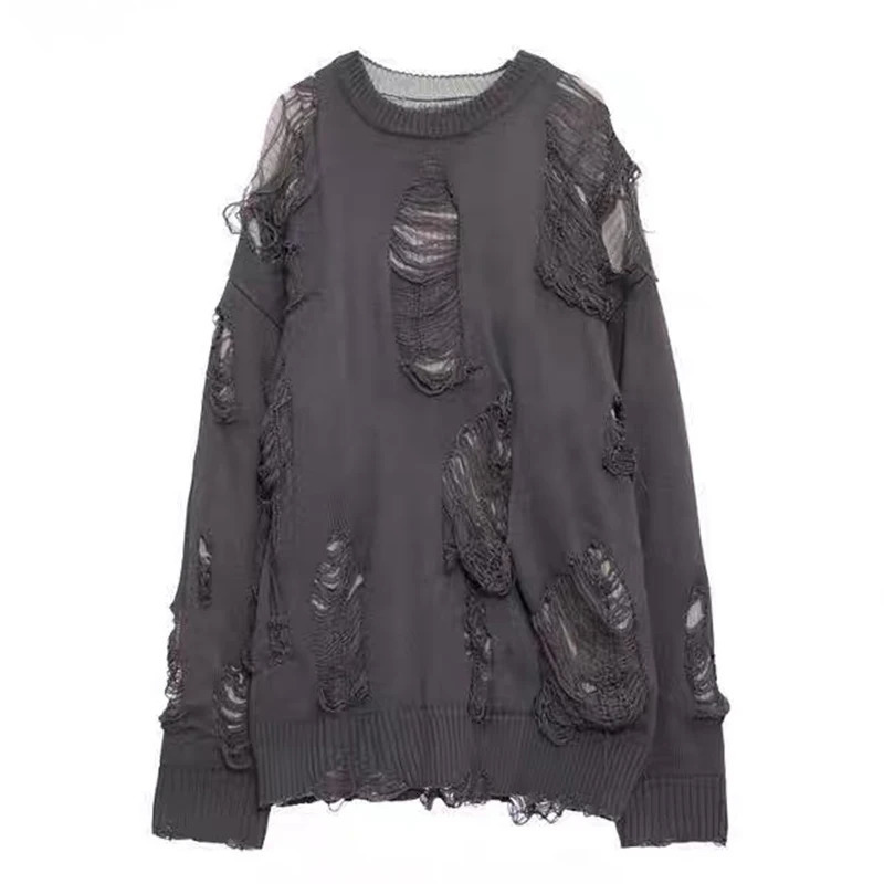 Two Pieces Hole Mens Sweaters Knit Oversize Y2k Hollow n Knitwear Subculture Reversible Cardigan Coats Clothing 250819