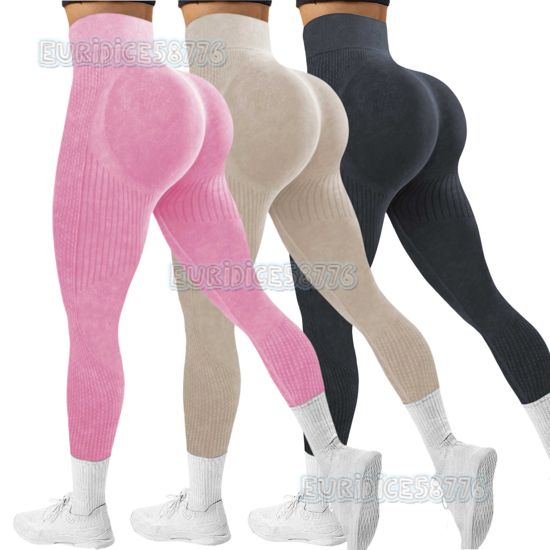 Sand Wash Seamless Yoga Pants High Waist Peach Hip Lift Fitness Pants Women Running Washed Matte Tight Sports Pants H250819