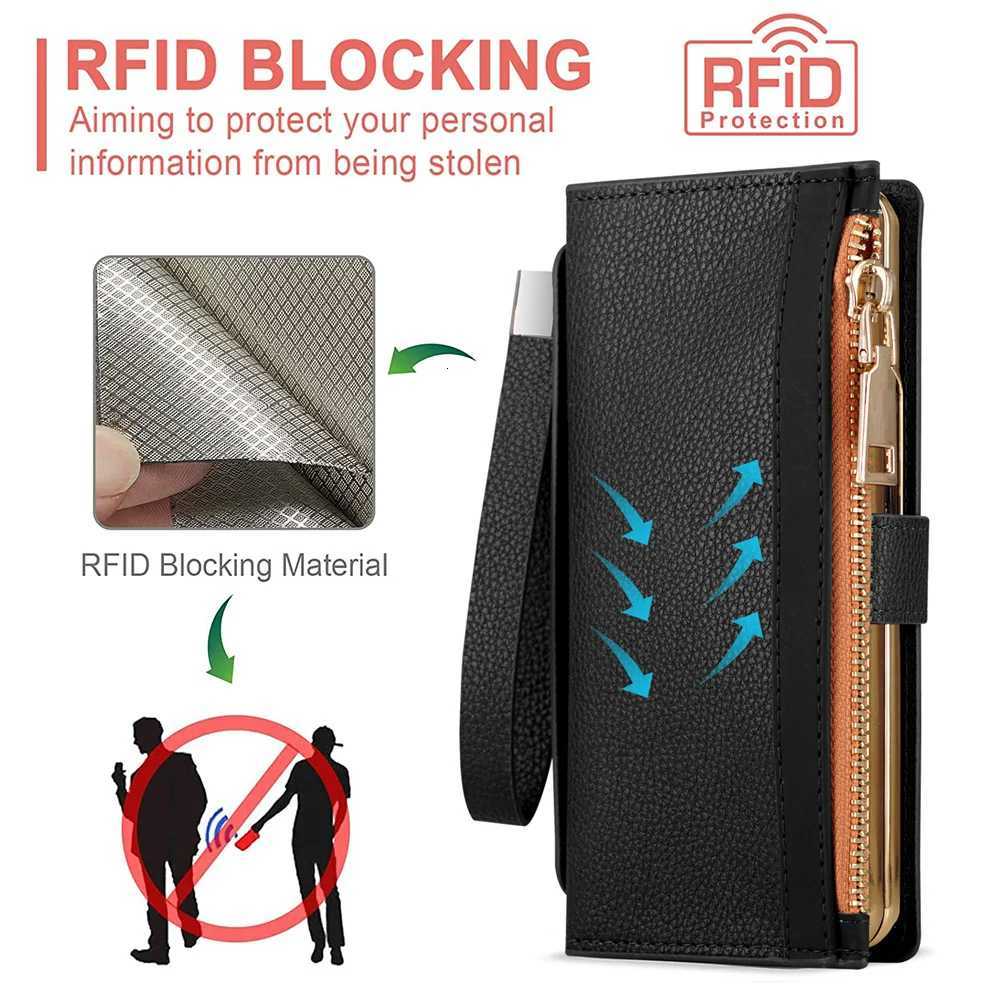 Leather Card Wallet With S Pen Slot Case For Galaxy Z Fold 6 5 4 3 2 ZFold6 Fold Multifunctional Zipper Protection Cover Z250819