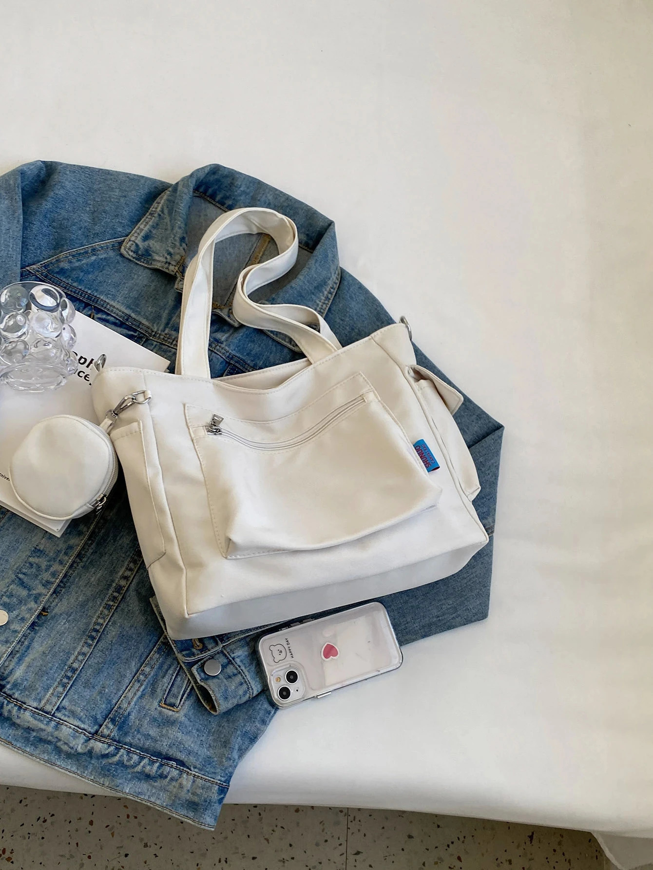 Large Capacity Unisex Tote Bag With Coin Purse College Style Middle School Student Schoolbag Casual Bag Crossbody Shoulder Bag 250814