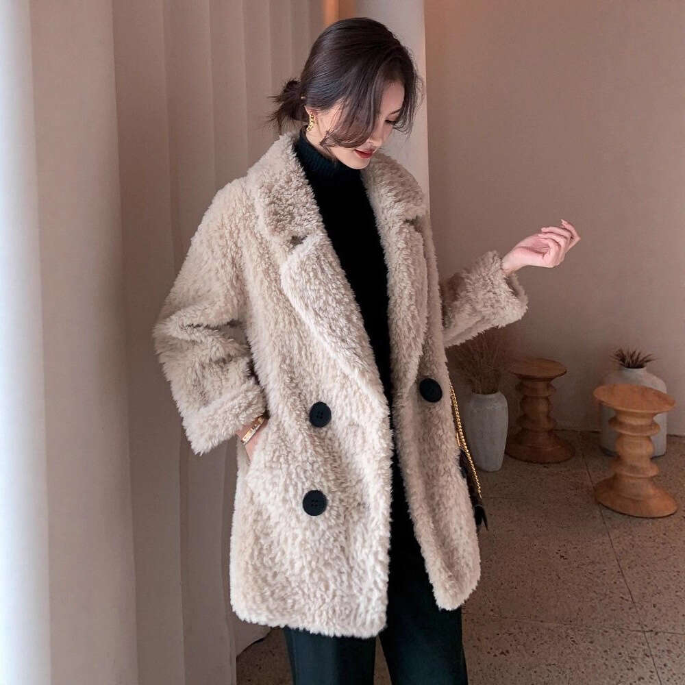 Thickened Lamb Velvet Jacket Women's Mid-Length Hot Sale Of The Season Winter New Loose Slim Fur Integrated Particle Velvet Coat