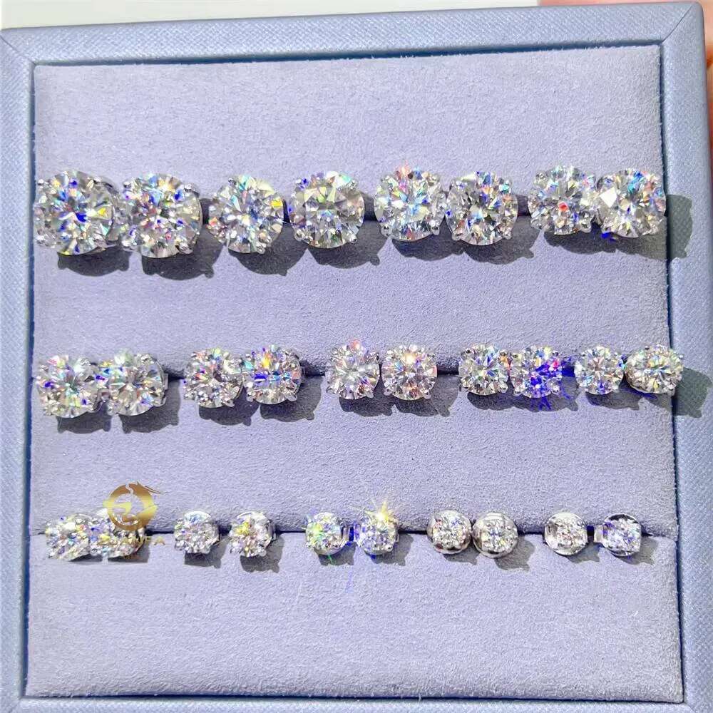 Hot Selling Top Quality Stud Earring Pass Dia Tester Screw Back Hip Hop 10k 14k Solid Gold Earrings Moissanite Jewelry
