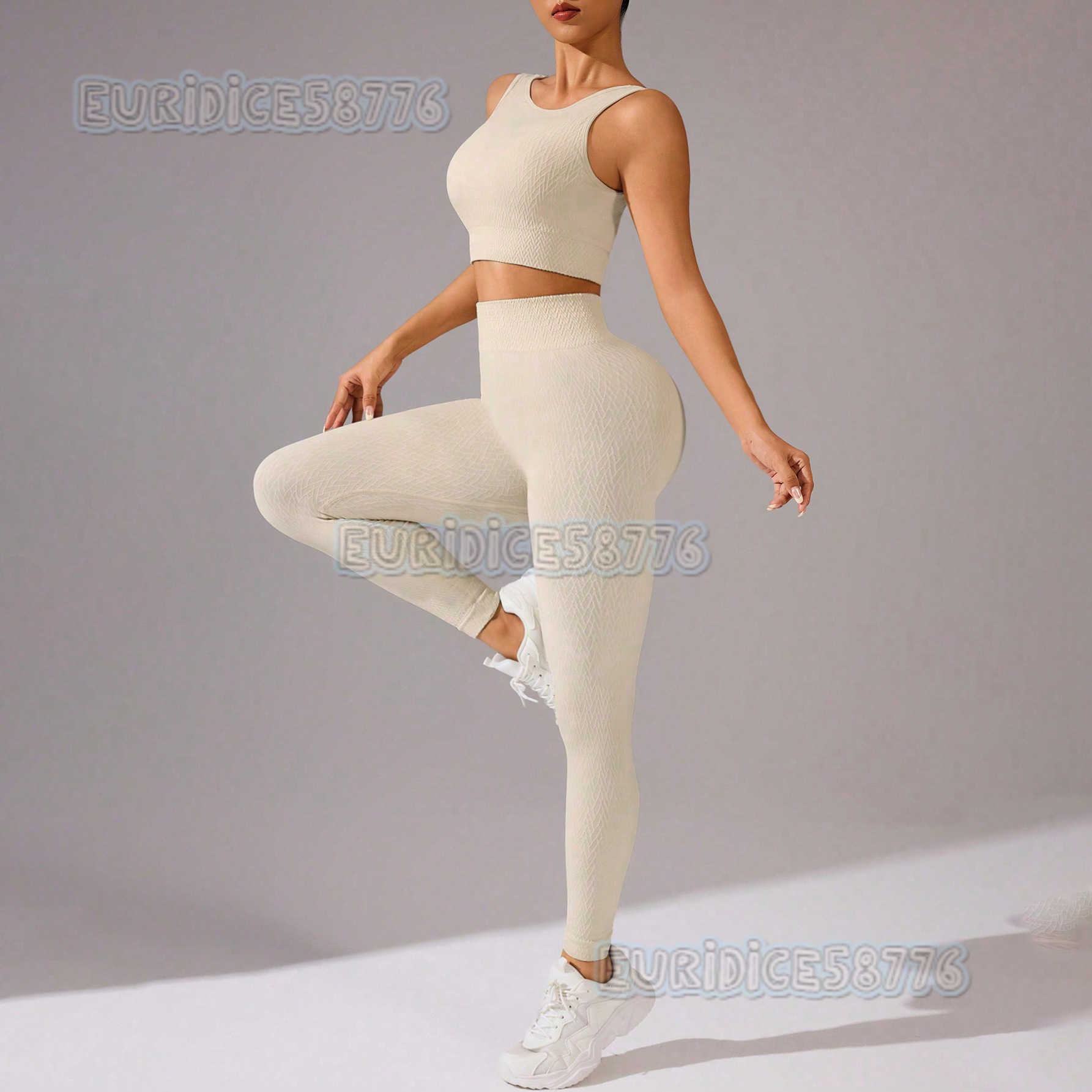 Sports Outdoor Fitness Yoga Set Sleeveless Running Bra Peach Outer Wear Slimming Nine-point Pants H250819