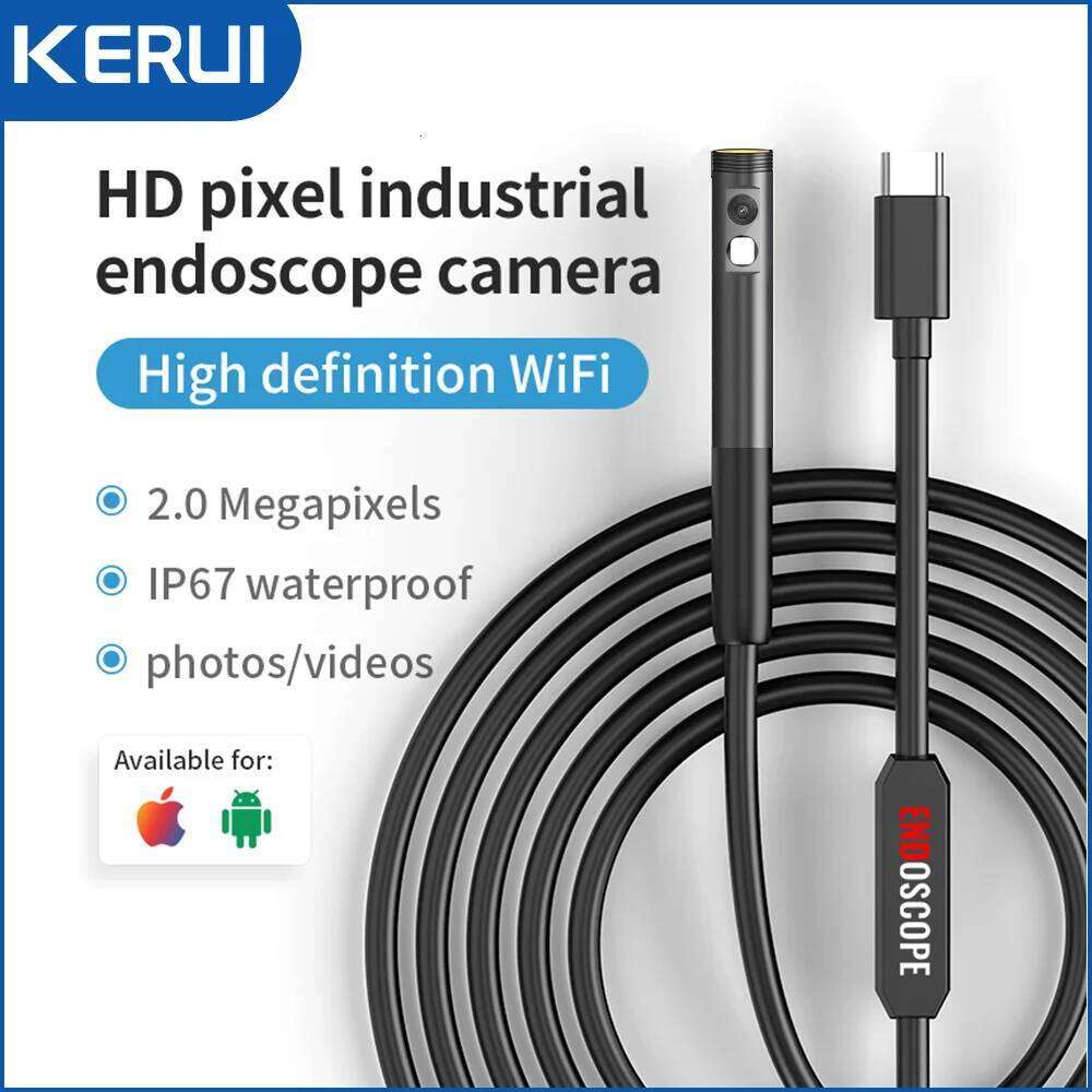KERUI 2Mp Single/Dual Lens Endoscope Android Mini Inspection Camera For Iphone Waterproof Pipeline Borescope Type C IOS