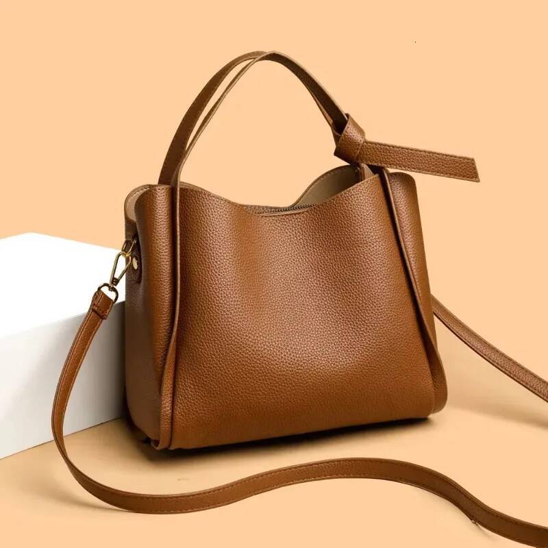 Bucket Shoulder Versatile Women Designer PU Leather Messenger Crossbody Bags Ladies Casual Solid Color Purse Handbag