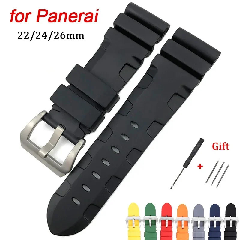 22mm 24mm 26mm Silicone Strap for Panerai Rubber Waterproof Band for SUBMERSIBLE PAM441/351/111 Bracelet Soft Sport Wristband 250818