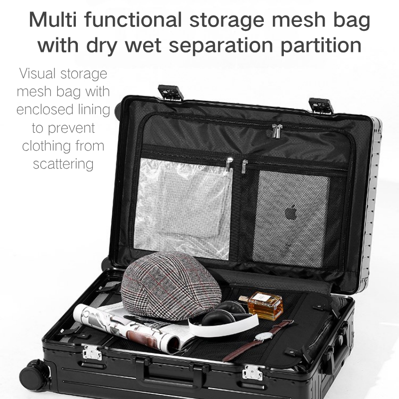 Durable Aluminum Magnesium Alloy Luggage: Thick Anti-Scratch & Wear Resistant Pull Rod Travel Case for Men & Women