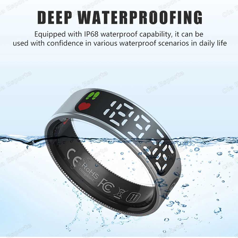 New SR08 Smart Ring Touch Display Screen 5ATM Waterproof Bluetooth Health Monitor Gesture Control Multi Sport Modes Smart Ring W250819