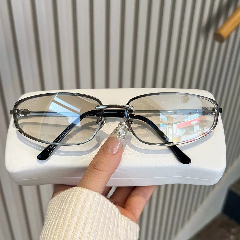 vintage allopy square Y2K sunglasses for women fashion Silver gradient hip hop sun glasses ladies sexy shades driving 250815