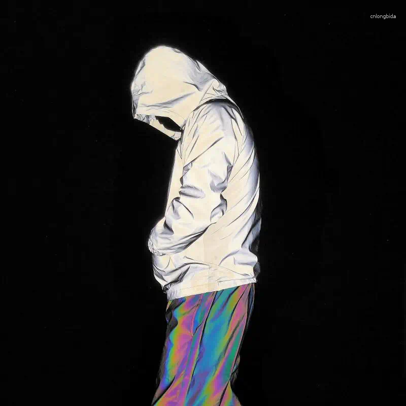 Men's Jackets Outdoor Casual Sport Reflective Hooded Pullover Jacket Men Women Techwear Style Hip Hop Punk Outerwear