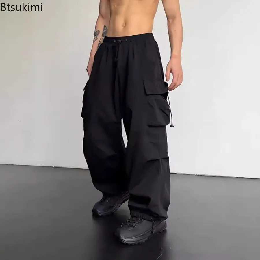 New Mens Loose Casual Cargo Pants Multi-pocket High Waist Wide-leg Baggy Pants Trend Streetwear Quick Drying Sweatpants for Men W250819