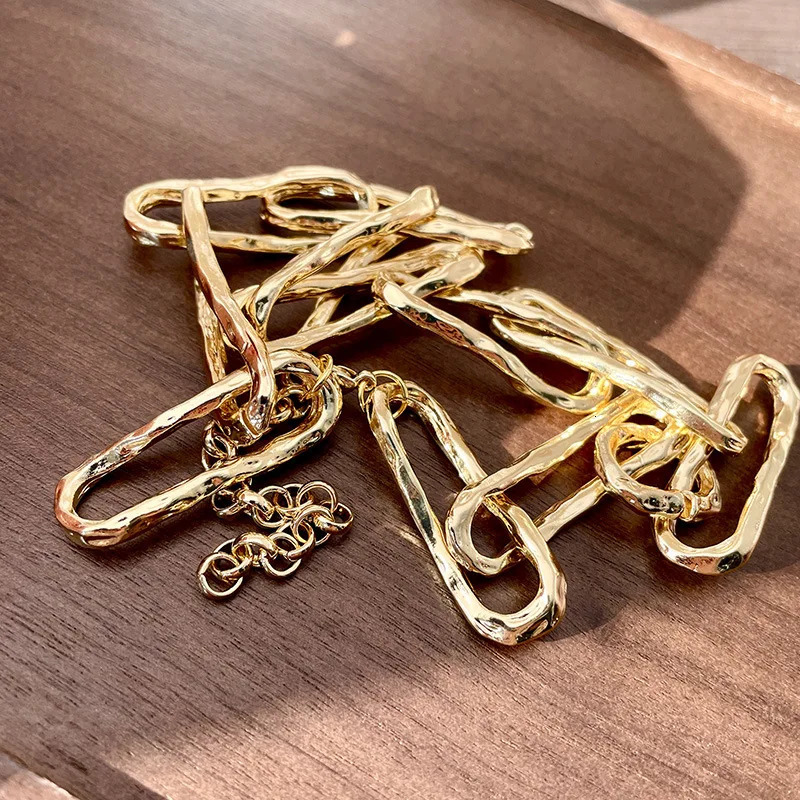 Retro Gold-plated Short Chunky Necklace for Women Big Girls Thick Chain Splicing Metal Choker Jewelry Collares Para Mujer 250815