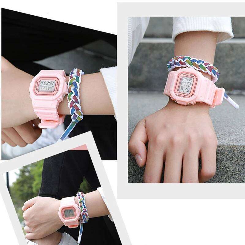 YIKAZE Sports Boys Girls Student LED Electronic Watch Colorful Men Women Square Digital Watches Waterproof Rubber Clock