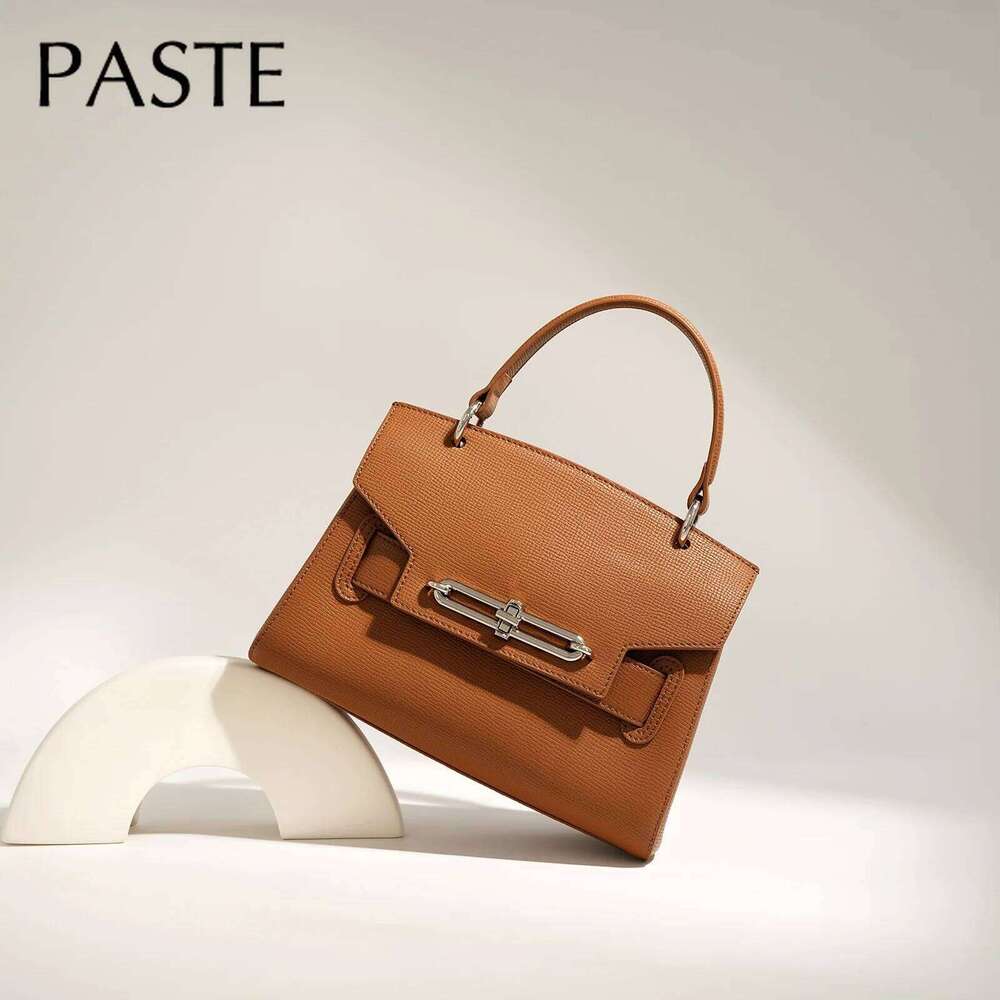 New Keep Shape Hard Cow Leather Women S Handbag Beige All Match Business Office Commuter Ladies Shoulder Bag Camel