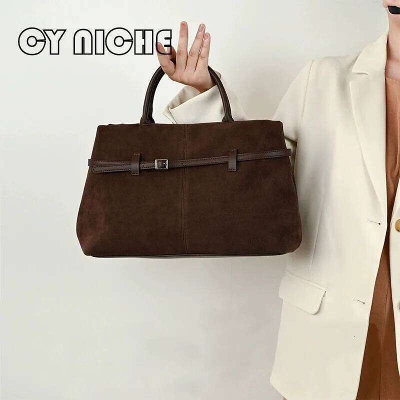 New soft suede Matte leather shoulder Tote large capacity commuting crossbody bag French handbag