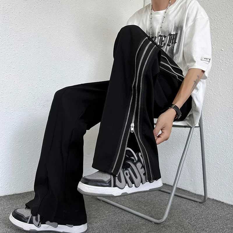 Summer Fashion High Street Side Zip-Up Pants Mens Casual Straight-Leg Draped Loose Fit Hip Hop Street Style Trendy Brand W250819