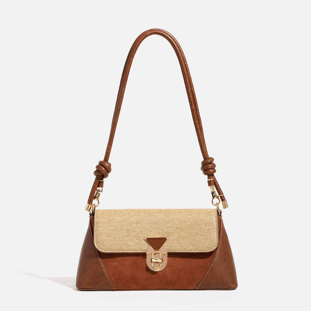 French Style Color-Block Underarm for Women 2025 New High-End Commuter Baguette Shoulder Bag