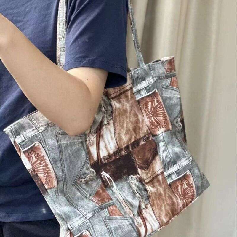 OLOEY 2025 New Splicing Handbag, Large Capacity, Niche Design, High-end Sense, College Class Ladies Shoulder Bag