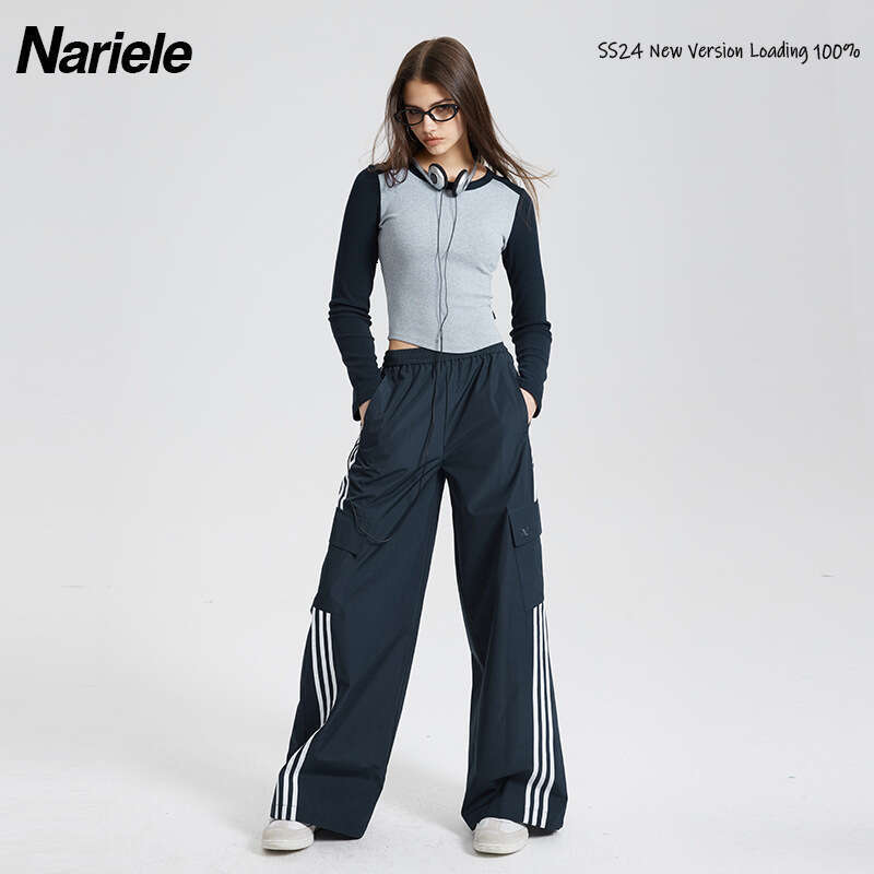 Color-Block Base Shirt Top For Women Spring Slim Fit Slimming Hot Girl Short Long-Sleeve T-Shirt B3