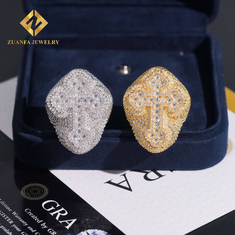New Arrival Iced Out VVS1 Moissanite Diamond Cross Ring Fashion Hip Hop Style Men Pass Diamond Tester Custom 925 Silver GRA