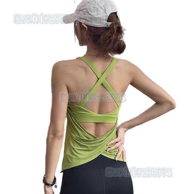 Summer Sports Vest for Women Thin Style Beautiful Back Fixed Chest Pad Sports Bra High-strength Shockproof Running Yoga Vest H250819