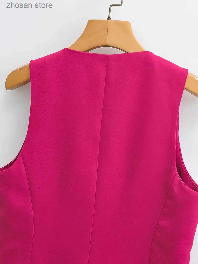 Women Fashion V Neck Slveless Pockets Short Vest Jacket Office Lady Single Breasted Casual Slim WaistCoat Tops CT2208 250611 S250819