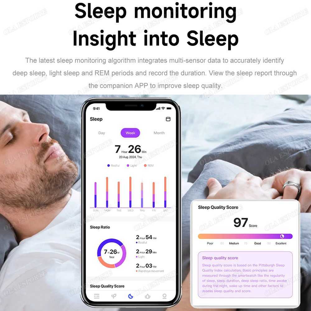 New Smart Ring Blood Pressure Heart Rate Monitoring Smart Ring IP68 5ATM Waterproof Multi-sport Mode Smart Ring 2025 Men Women W250819