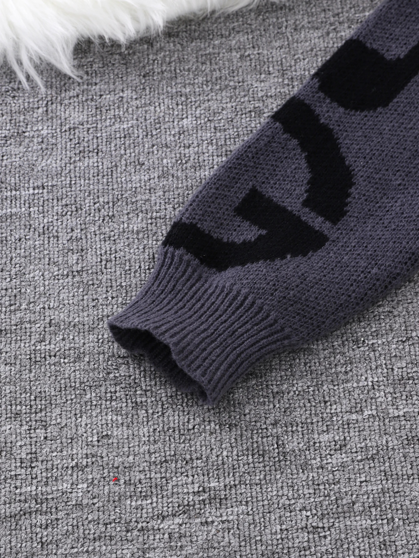 Autumn and Winter Letter Note Jacquard Pattern Pullover Sweater Casual Round Neck Contrast Color Knitted Mens 250819