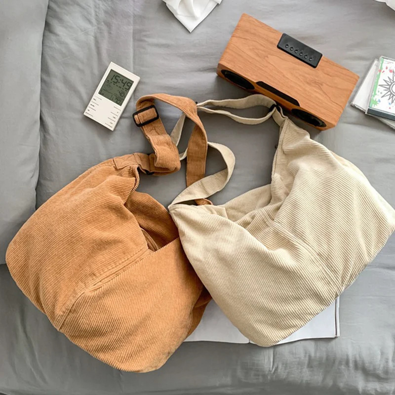 Vintage Womens Corduroy Shoulder Bags Large Capacity Crossbody Bag Casual Handbag Crossbody Purse 250818