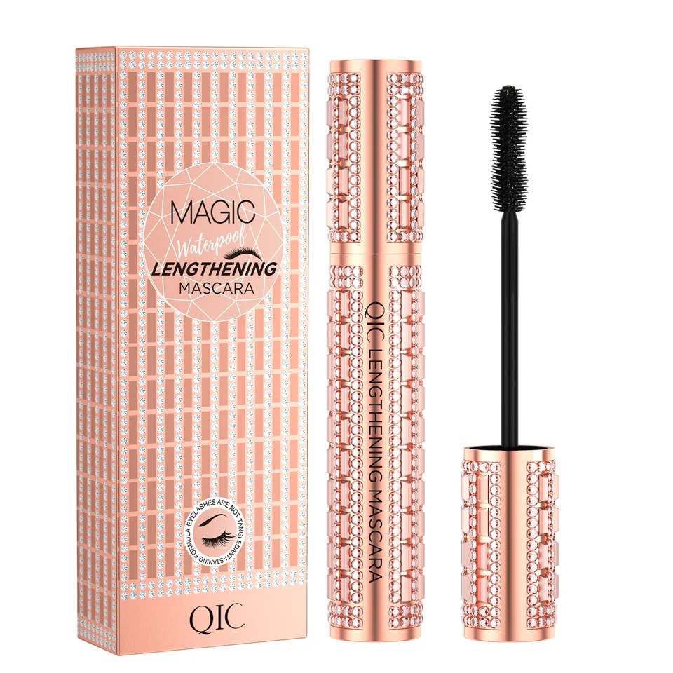 QIC Fashion Diamond 4D Mascara Waterproof Eye Make-up Cosmetics Peanut Silicone Brush Lengthening Curl Lashes Fast Dry 250818