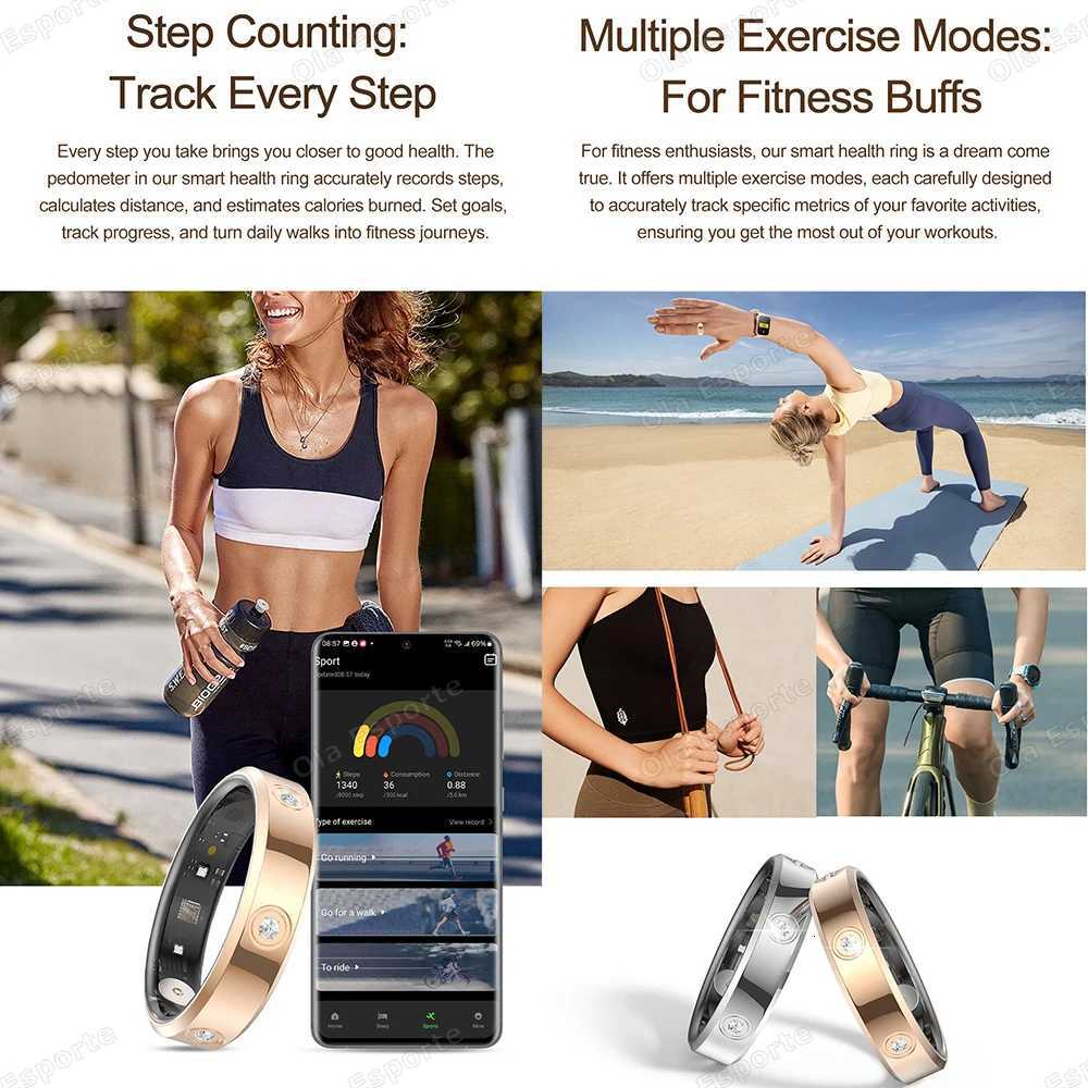 Military Grade Smart Ring Women Men Super Narrow 6.3mm Heart Rate Health Stress Measurement Monitor IP68 Waterproof Fashion Ring W250819
