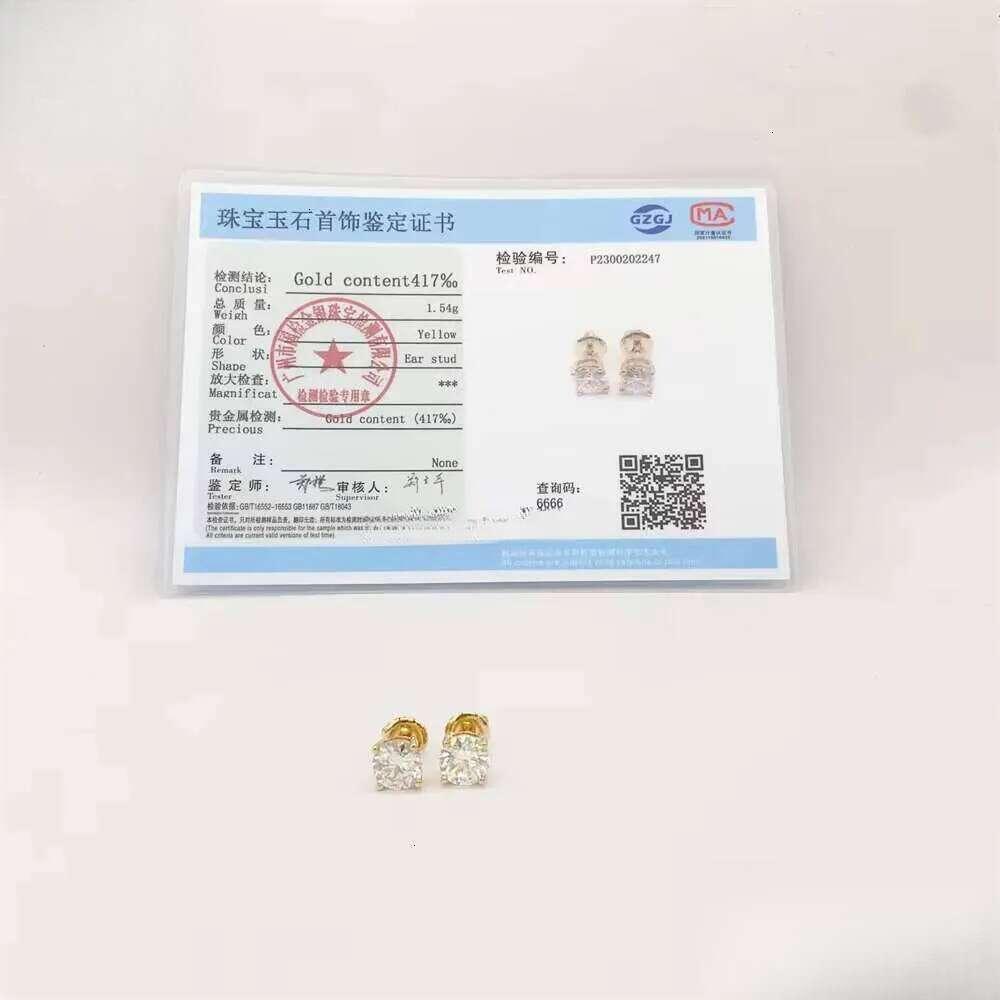 Hot Selling Top Quality Stud Earring Pass Dia Tester Screw Back Hip Hop 10k Solid Gold Earrings Moissanite Jewelry