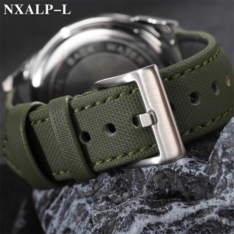 Quality Sailcloth Leather Watch Strap 20mm 22mm for Belt Waterproof Fabric Watchband Qucik Release Wristband Accessories 250818