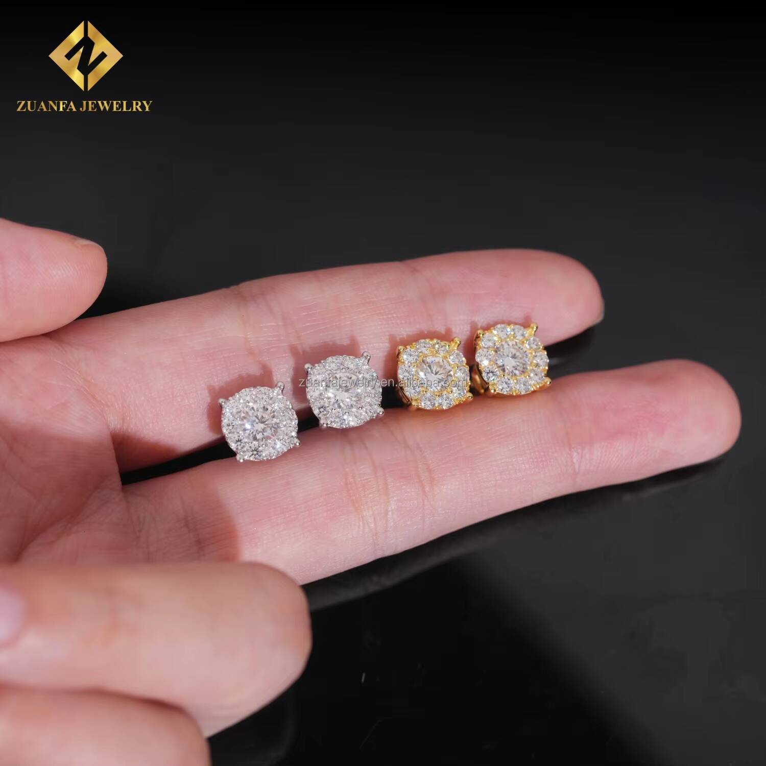 Bulk Stock in USA Warehouse Hot Selling GRA Certificates Screw Back 925 Silver VVS Moissanite Diamond Hip Hop Stud Earrings