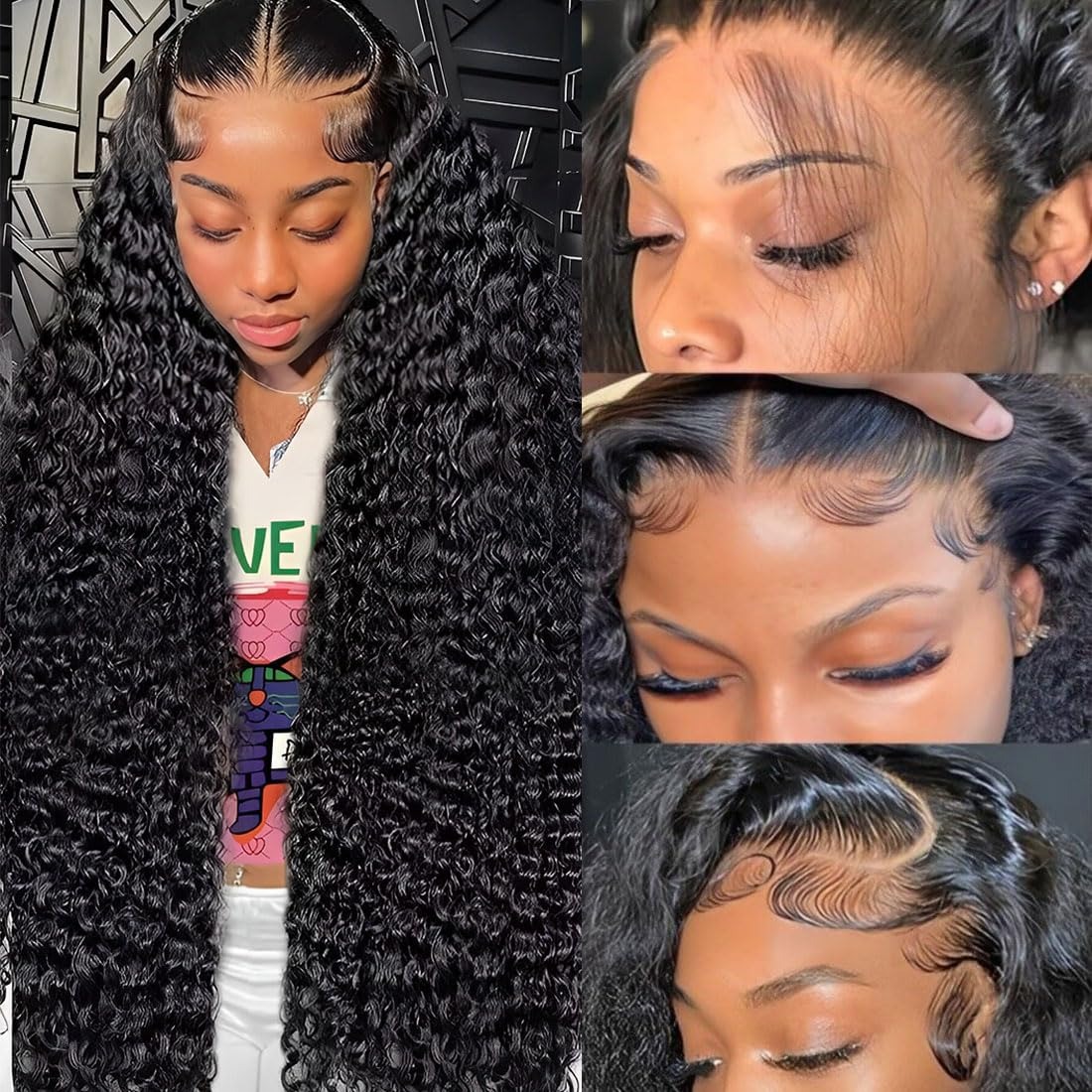 13x6 Deep Wave Lace Front Wigs Human Hair 180 Density, 30 Inch Curly Lace Frontal Wig for women Pre Plucked with Baby Hair