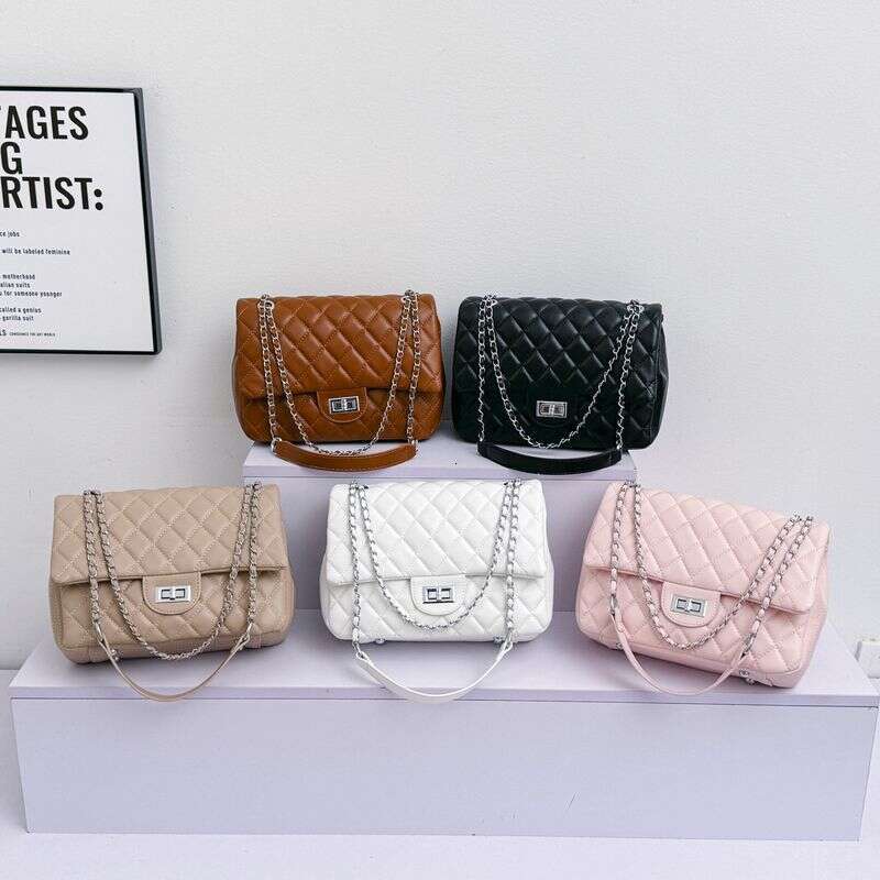 French dia grid chain small square with niche design, high-end Korean version, large capacity single shoulder