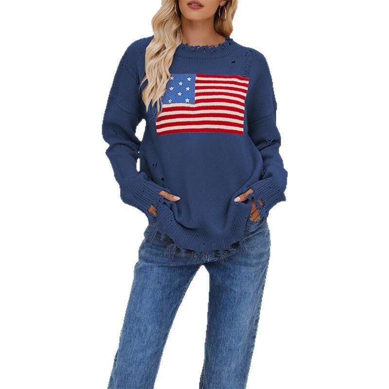 New Temu Round Neck Women's Independence Day Fashion Sweater B5