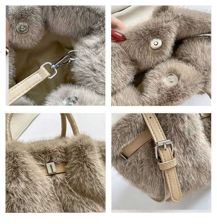 Autumn And Winter Designer Fashion Ruched Hobos Women Handbags Soft Plush Small Tote Bag Cute wing Shoulder Crossbody Bags 2025