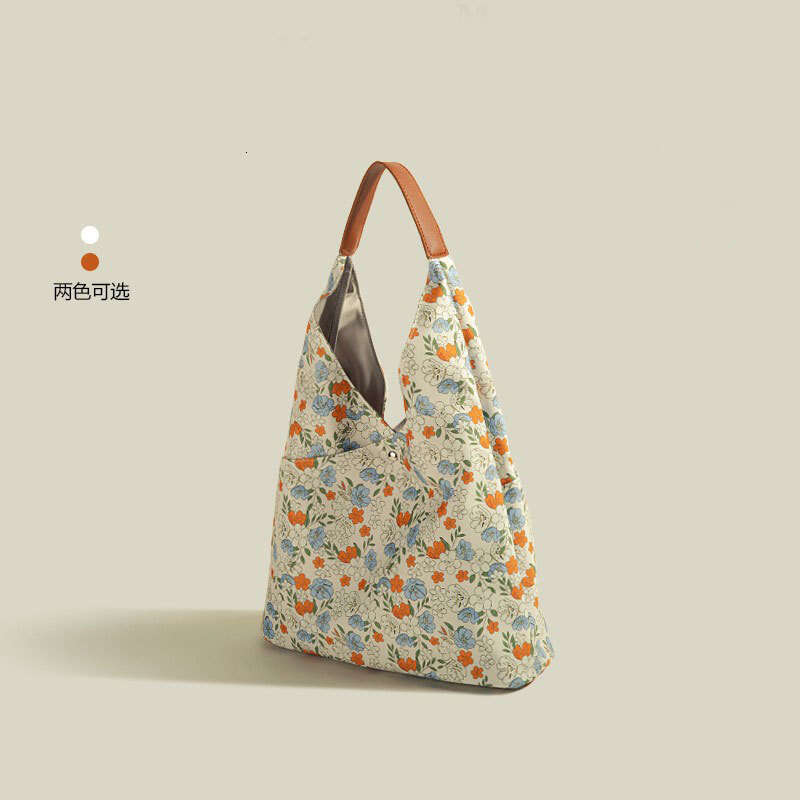 Floral Large Bags Capacity Tote 2025 New Summer Designer Niche Commuting Canvas Shoulder Bag for Women